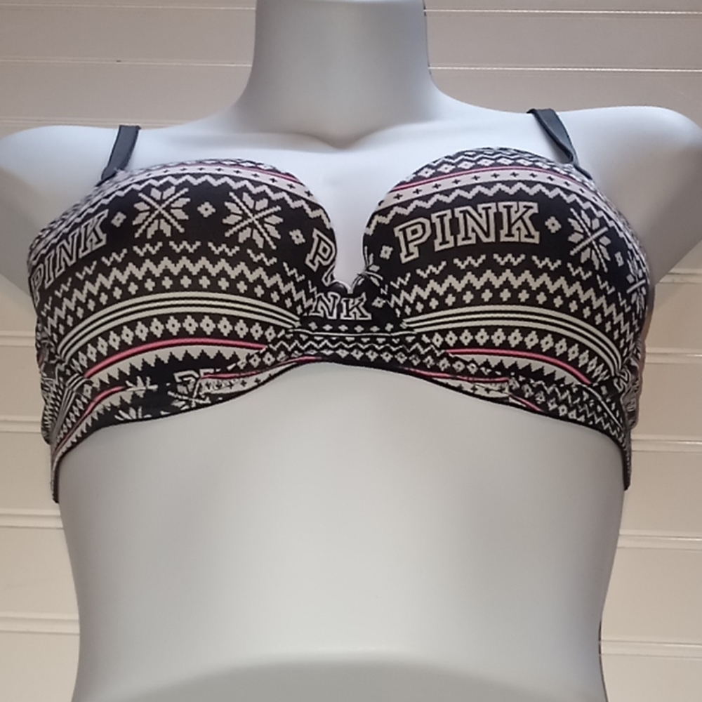 VS PINK Striped Snowflake Bra - Picture 9 of 12